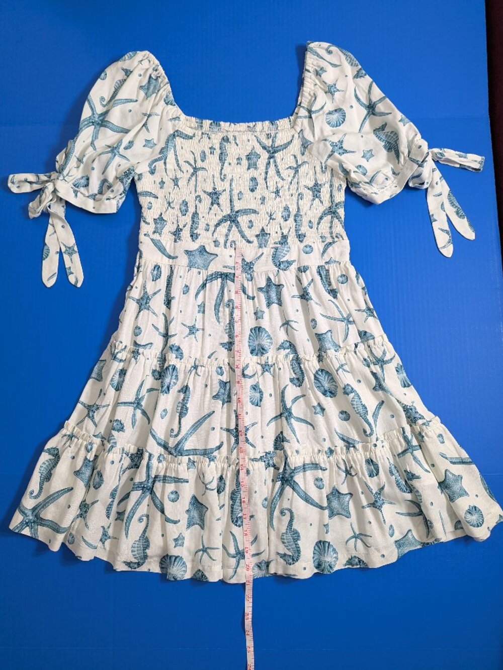 NWOT Agua Bendita x Target Deep Sea Print Puff Sleeve Mini Dress Size S - Picture 8 of 13